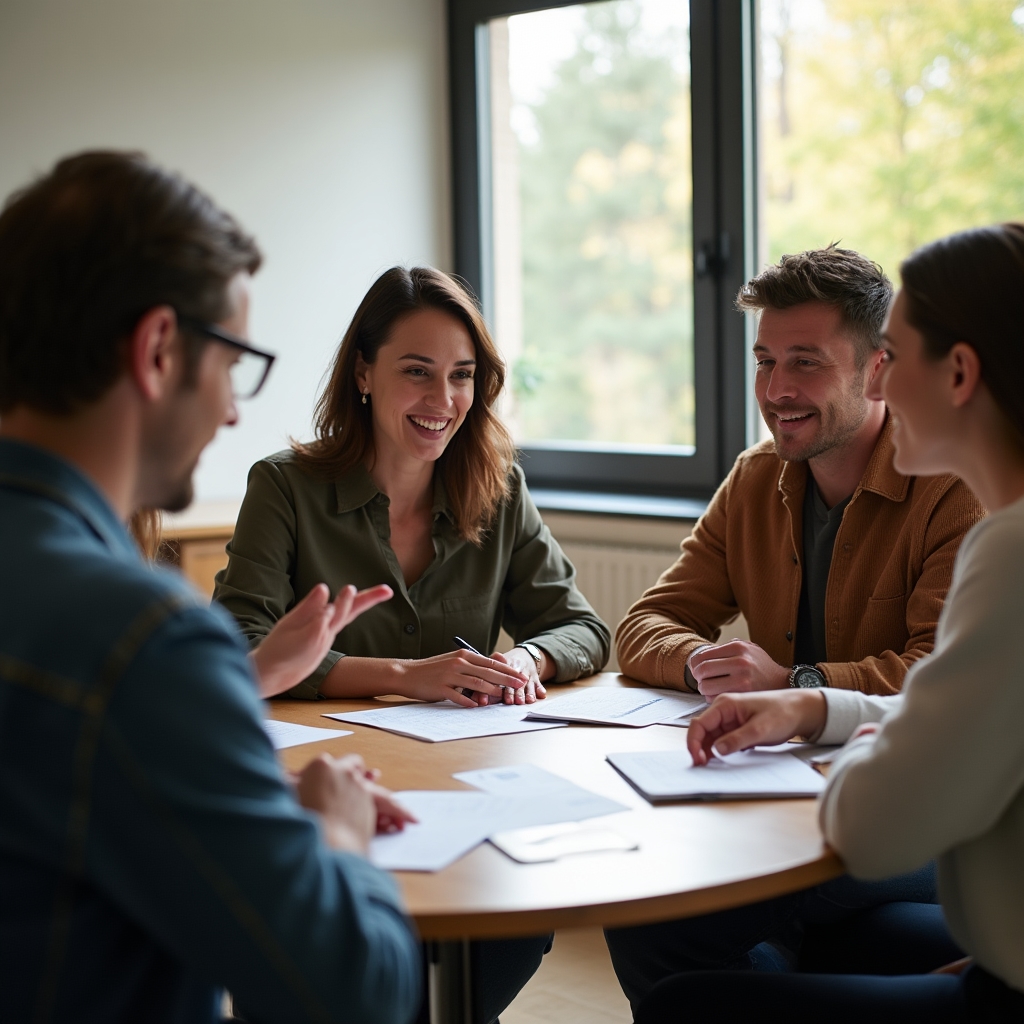 Small group discussion during financial education workshop