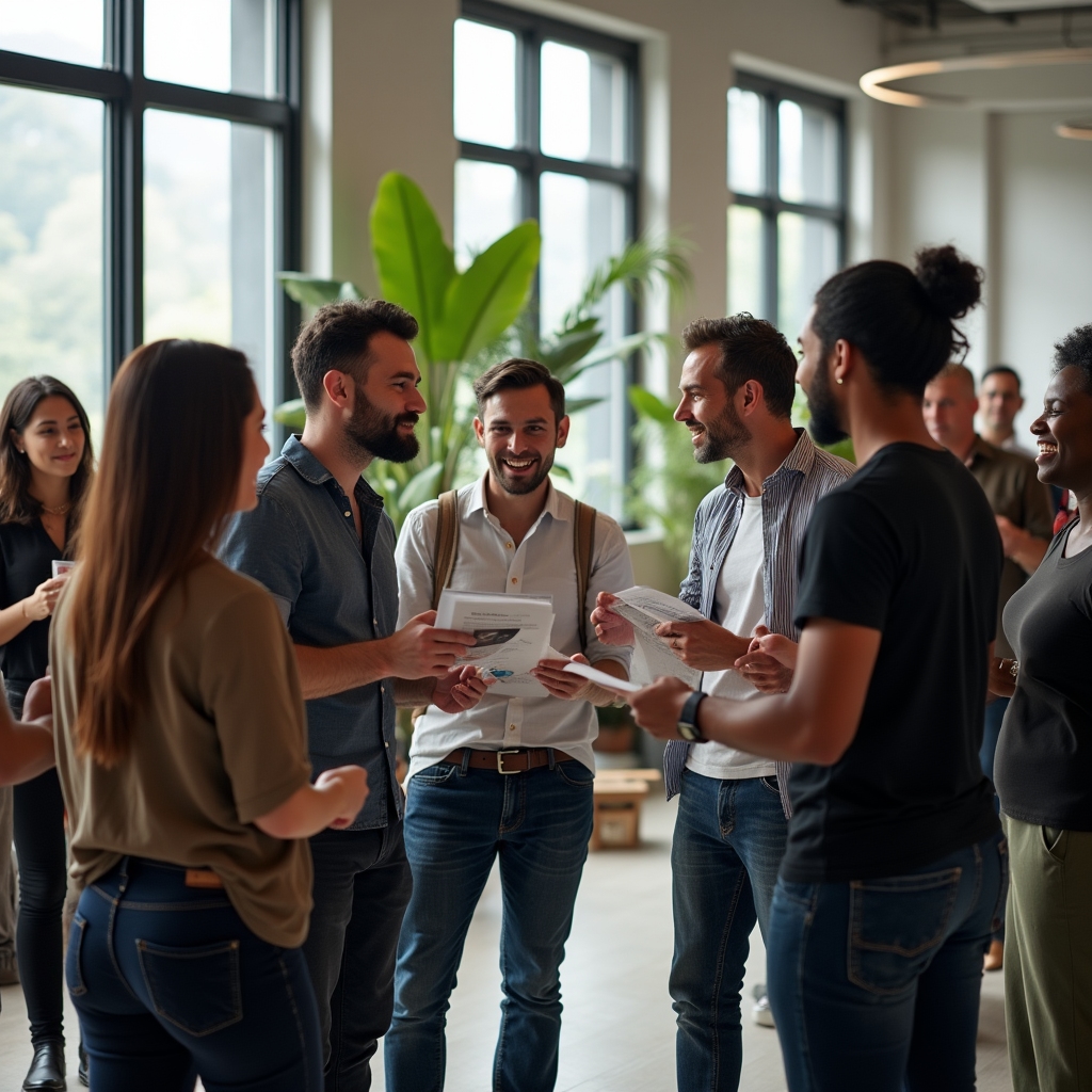 Workshop participants actively engaged in a group financial literacy session in Santiago